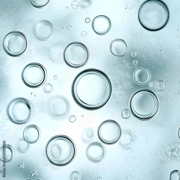 Fototapeta Abstract Background Image -  Water Bubbles, Aqua, Light Blue, Circle, Transparent, Clean, Pure, Fresh, Texture, Abstract