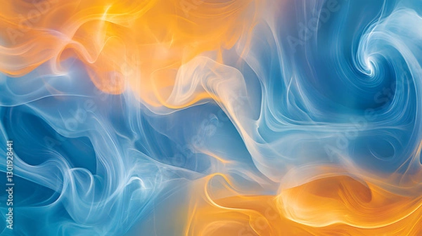 Fototapeta Vibrant orange and blue flames dancing together in a captivating abstract form.