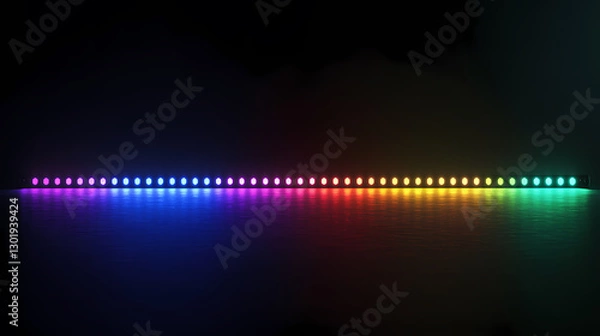 Obraz Rainbow-colored LED strip on dark background