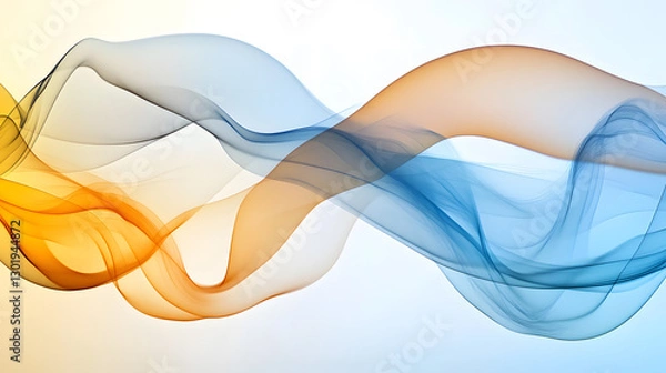 Fototapeta Abstract light blue and orange waves intertwining in a graceful movement.