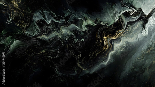 Fototapeta A turbulent and dark water surface with waves creating a mysterious atmosphere.