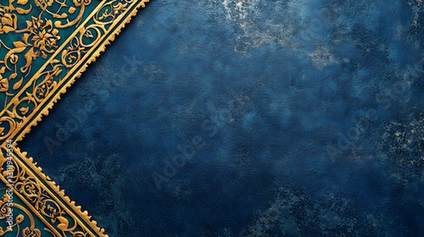 Fototapeta An ornate, golden border framing a deep blue background, creating a luxurious feel.