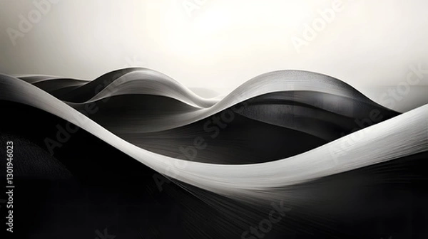 Fototapeta Monochrome swirls and waves create a dynamic, flowing abstract design.