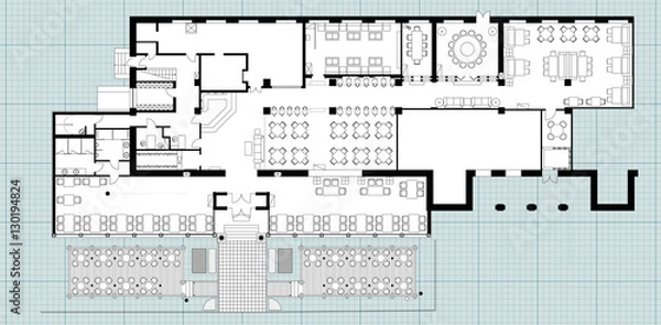 Obraz Standard cafe furniture symbols on floor plans