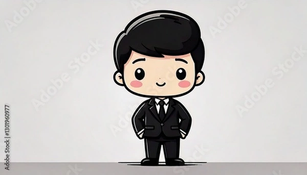 Obraz スーツを着たちびキャラの男性