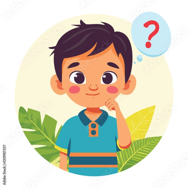 Obraz Portrait of a boy with a thinking gesture