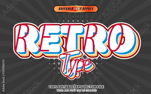 Fototapeta retro comic cartoon colorful 3d text effect