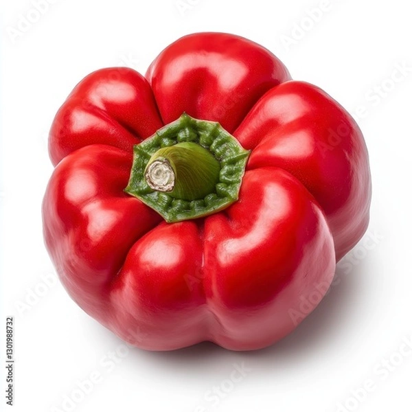 Fototapeta Closeup of a Single Ripe Red Bell Pepper on White Background