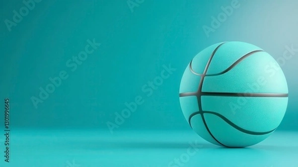 Obraz Pixelated Light Teal Basketball On Light Teal Background