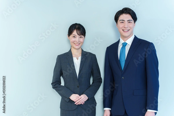 Fototapeta ビジネスパーソン　ブルーバック　ポートレート