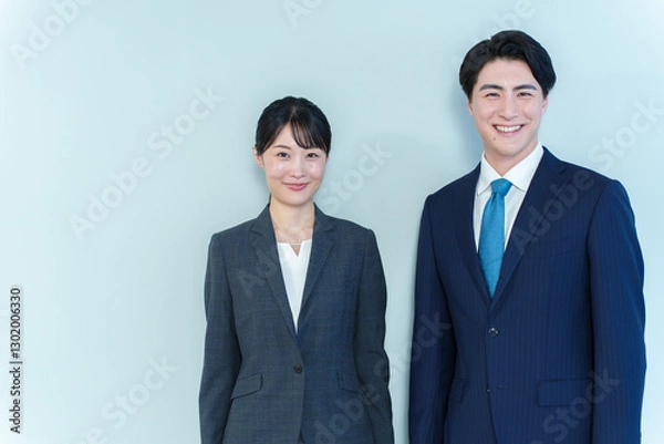 Fototapeta ビジネスパーソン　ブルーバック　ポートレート