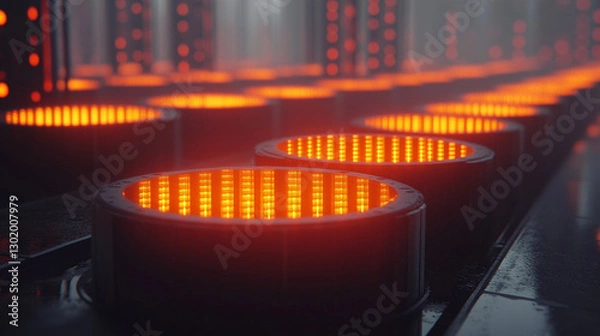 Fototapeta A futuristic smart factory showcasing advanced AI, IoT, and robotics in manufacturing for improved efficiency and productivity, symbolizing innovation and the future of industrial automation

