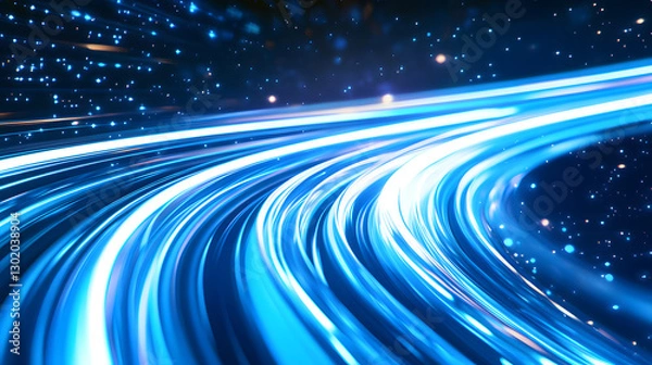 Fototapeta Futuristic abstract background with blue lines and lights, abstract blue PPT background concept illustration with light rays