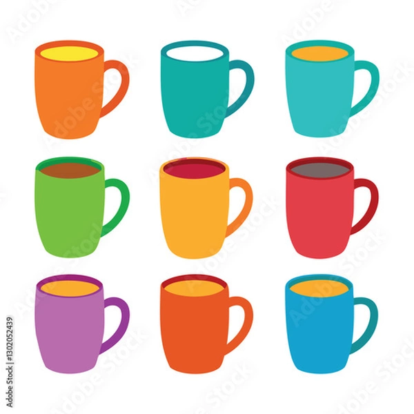 Fototapeta set of 9 ceramic mug icons of vector illustration isolated on a white background