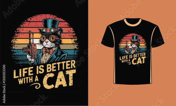 Fototapeta Feline Fine – Trendy Cat Graphic Tee