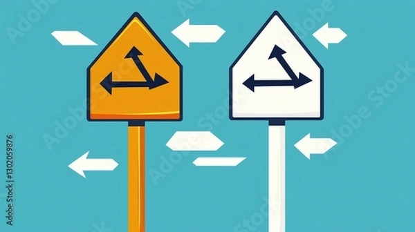Fototapeta Directional Signs Indicating Various Routes and Pathways in Urban Area