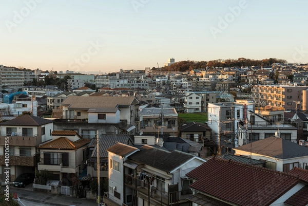 Fototapeta 夕方　郊外の住宅地　