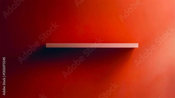 Fototapeta The red wall is a wooden shelf. Products display and showcase presentation. Generative AI.