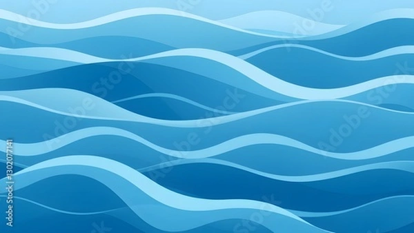 Fototapeta Abstract blue ocean waves pattern showcasing various fluid shades of blue and curved lines, creating a calming and visually appealing aquatic design.