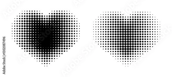 Fototapeta Set of Black dot halftone in Heart shape, Vector element.