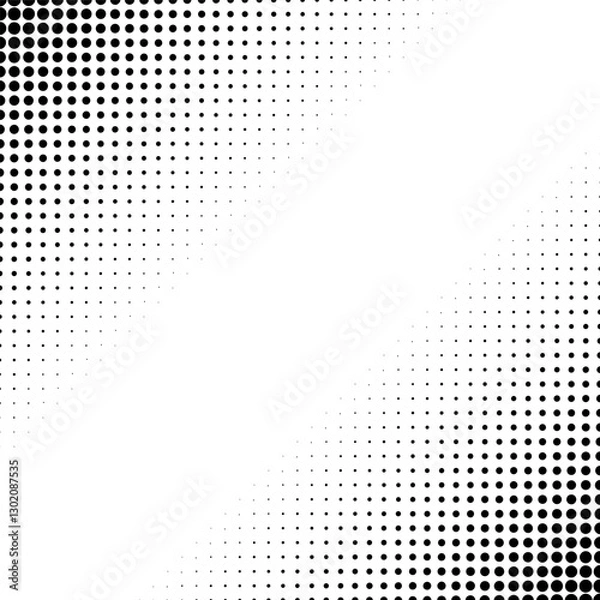 Fototapeta Black dots halftone at the corner, vector background element.