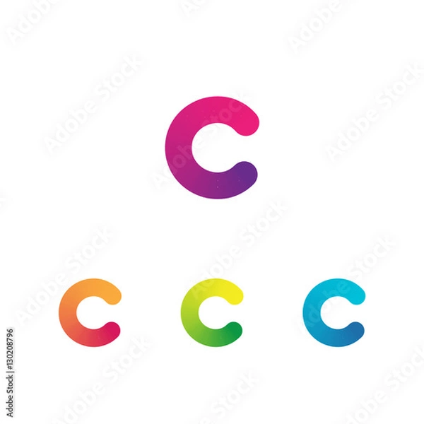 Fototapeta Letter C vector unusual bold rounded font. Gradient