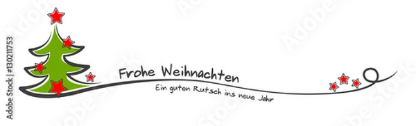 Fototapeta Christmas Tree red Stars Frohe Weihnachten