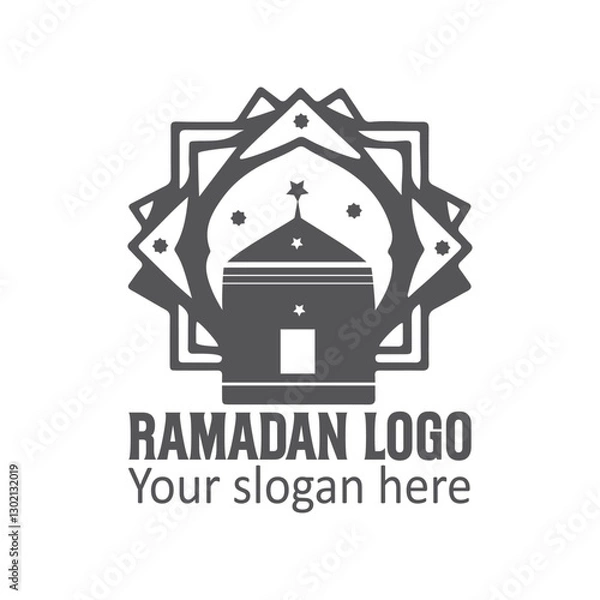 Fototapeta Ramadan logo, Ramadan month logo concept, elegant crescent moon and star logo design,
vector icons, text logo design, Modern Crescent moon design, abstract, silhouette, vector illustration,
stars, 