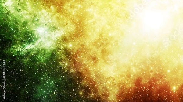 Obraz Vibrant Nebula with Gold And Green Hues