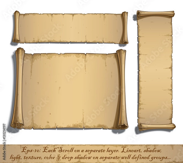 Obraz Three Cartoon Scrolls Lying Flat