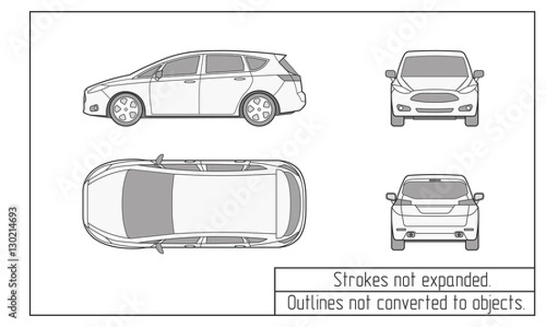Obraz car van drawing outlines not converted to objects