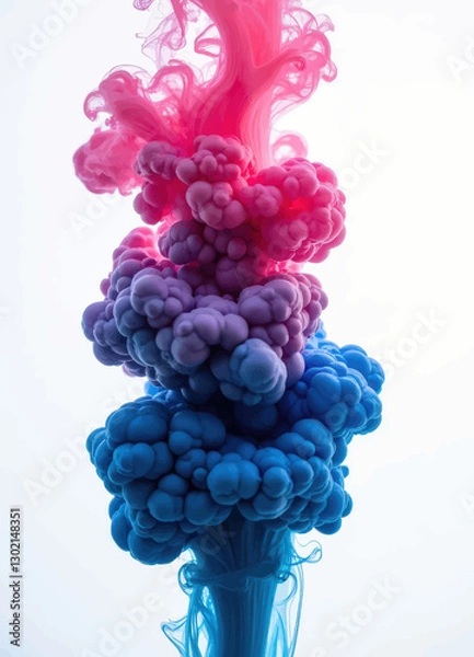 Obraz Pink and Blue Ink Cloud Burst with Transparent Background