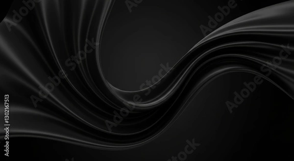 Obraz Elegant black silk flowing in a graceful curve. Dark, moody, and luxurious.