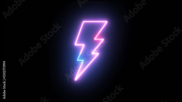 Obraz green neon battery charging power icon animation on black background.