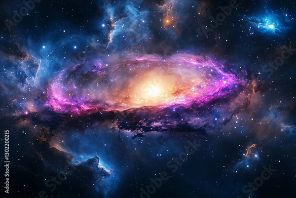 Fototapeta galaxy with a large purple and blue star in the center. The galaxy is filled with stars and space