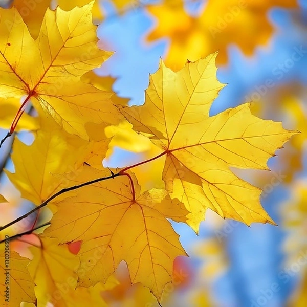 Fototapeta autumn maple leaves on a sunny day, note shallow depth of field