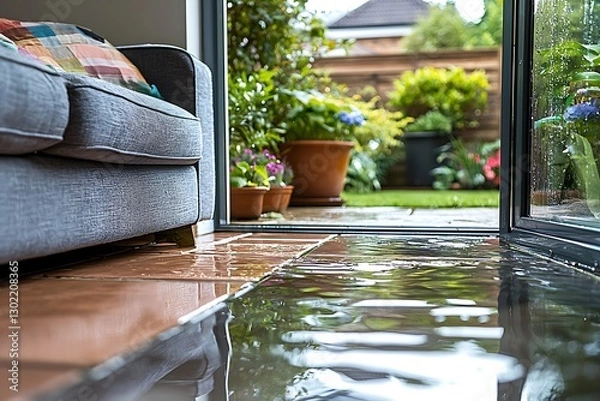 Obraz Flood damage in home living room