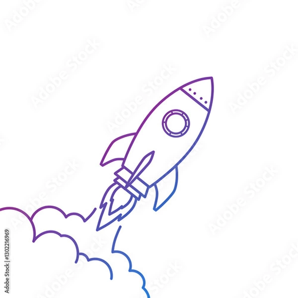 Fototapeta Purple Blue Gradient Rocket Launch Startup Icon Design space speed vector growth future modern