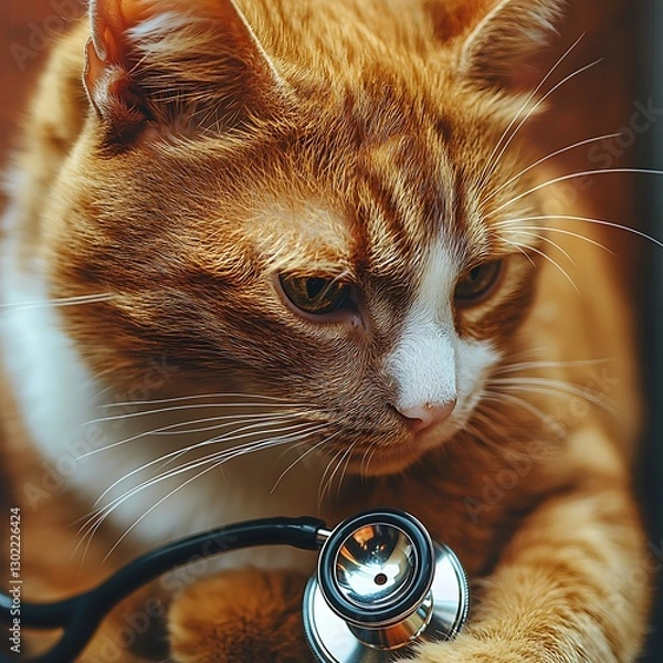 Obraz Ginger cat vet checkup exam