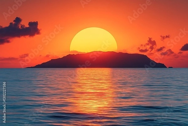 Obraz Island Sunset Ocean Horizon Glow