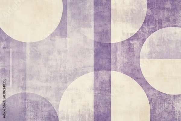 Fototapeta Soft pastel purple backdrop with delicate geometric designs in cream and subtle gray, perfect for contemporary minimalist decor and soothing visual projects