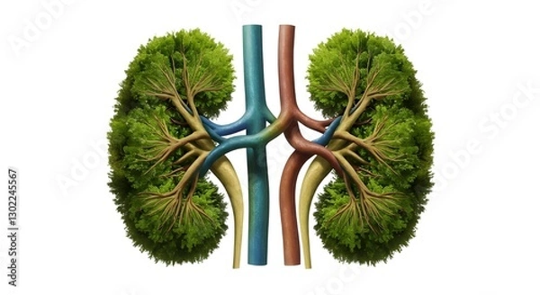 Fototapeta a pair of kidneys covered with green trees