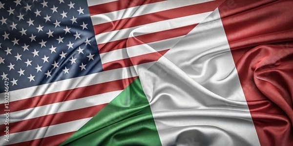 Fototapeta Intertwined Flags of The United States and Italy Representing Unity and Cultural Connection