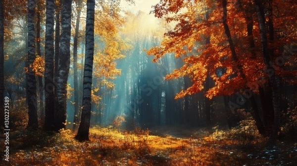 Obraz Autumnal Enchantment: A Sunlit Forest Path