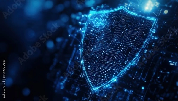 Fototapeta Cybersecurity action digital shield virtual environment technology