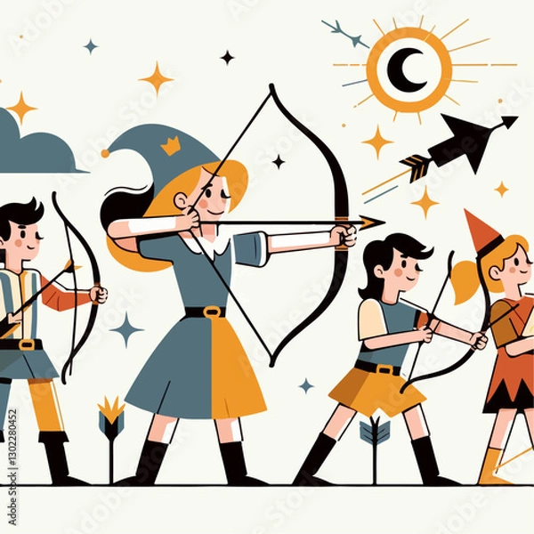 Obraz illusration of children playing darts