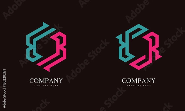 Fototapeta A unique, hexagon-shaped monogram logo with the initial letter R. Suitable for various businesses.