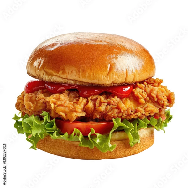 Obraz Chicken zinger burger transparent background