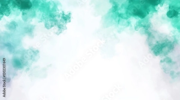Obraz Abstract teal cloud shapes on white background