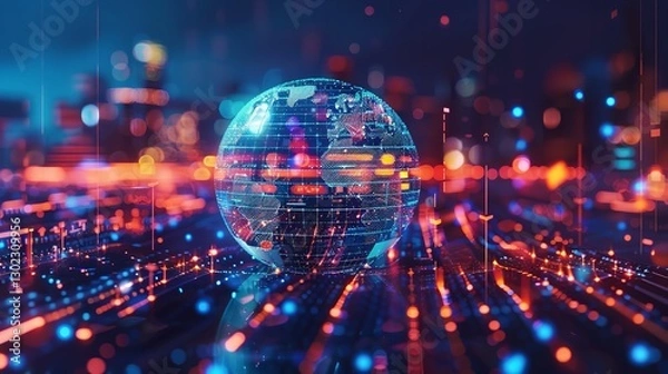 Fototapeta Global Digital Connectivity: Interconnected World of Data


